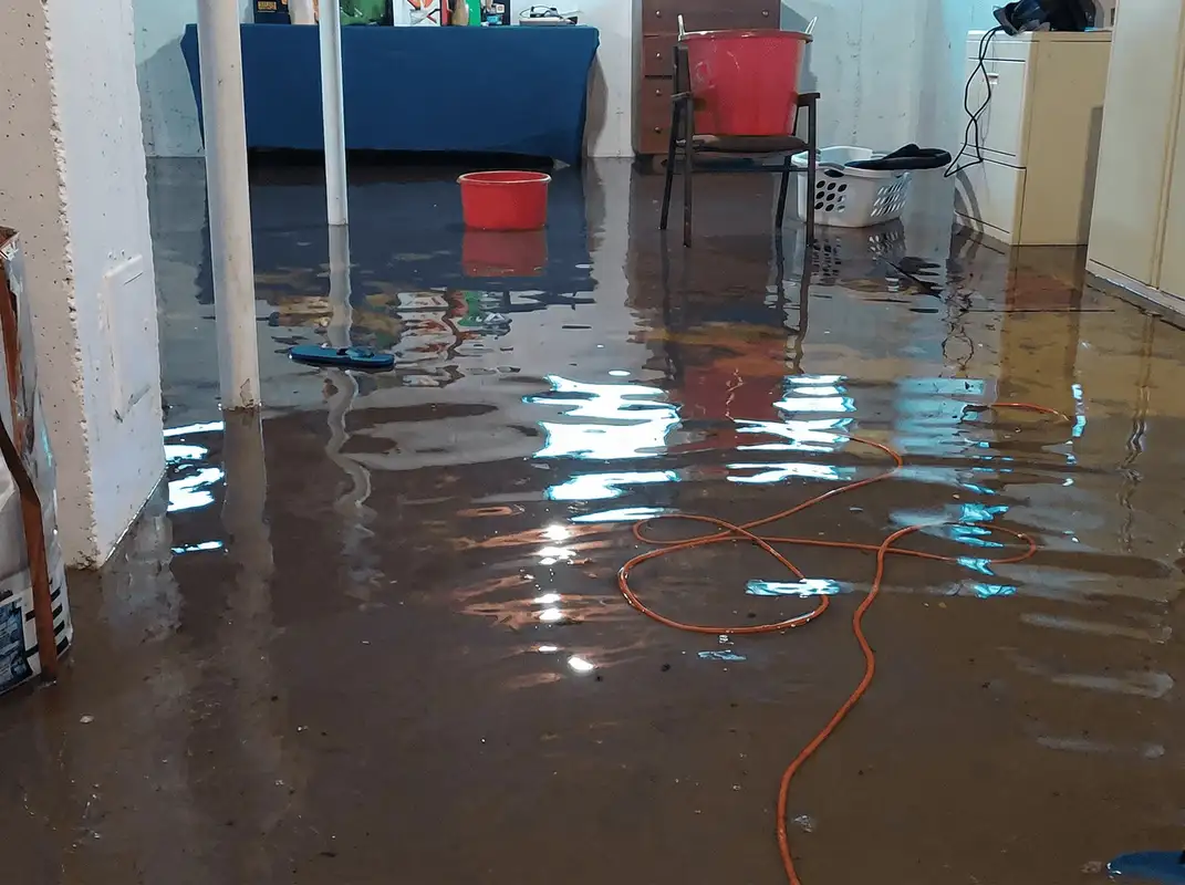 Basement with boiler, cabinets and washing machine completely flooded in Philadelphia, PA